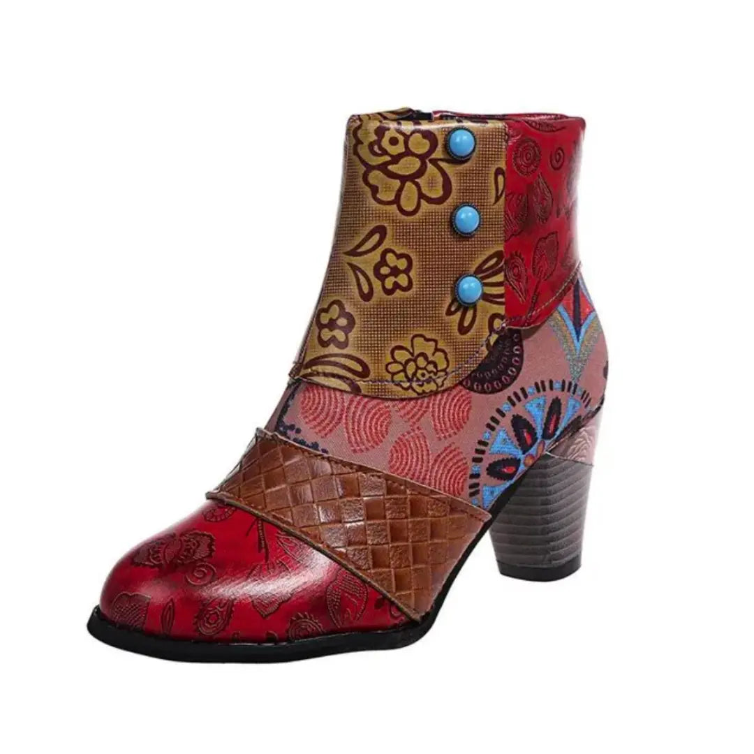 Retro High-Heel Boots with Side Fastening for Women Azzoria