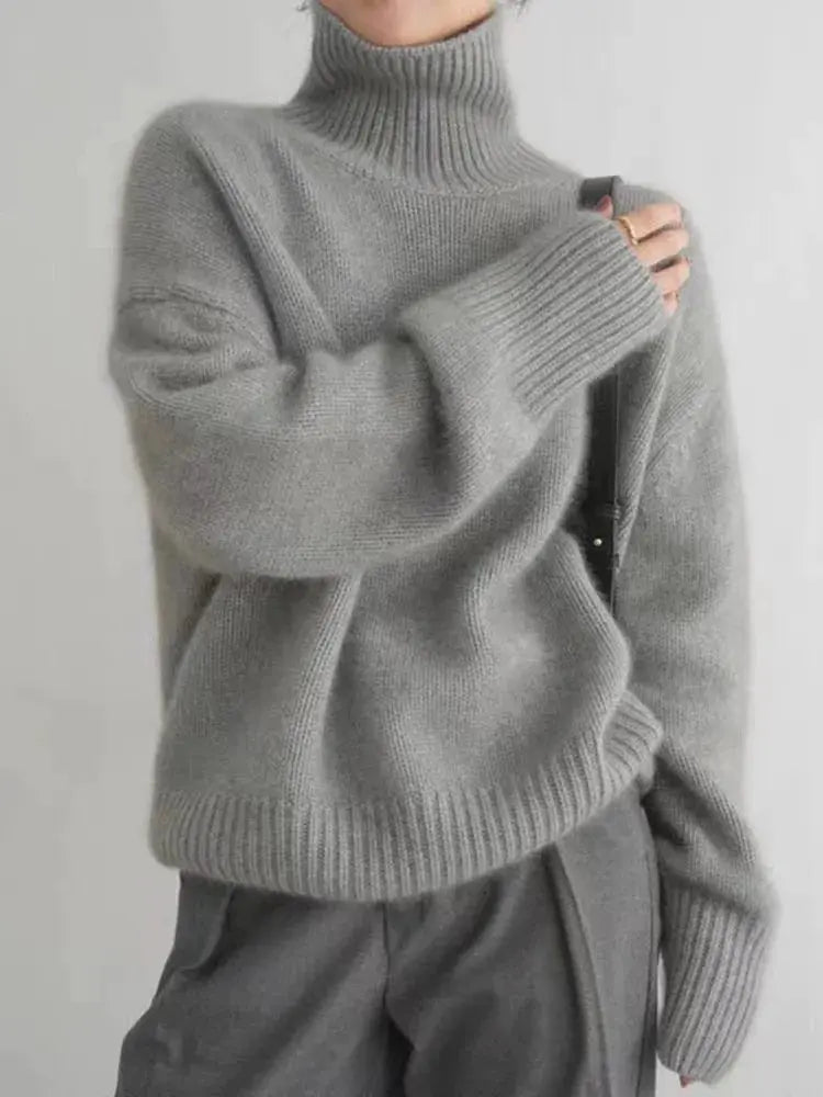 Ribbed Turtleneck Sweater for Women Azzoria