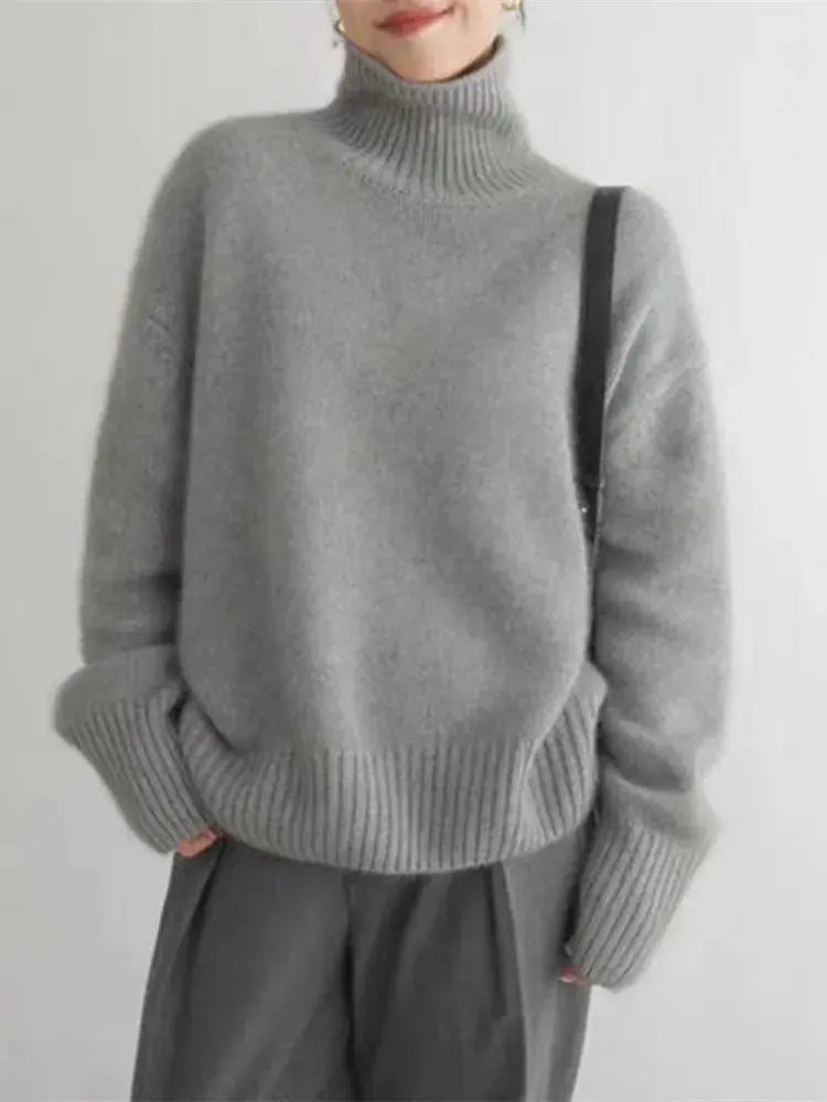 Ribbed Turtleneck Sweater for Women Azzoria