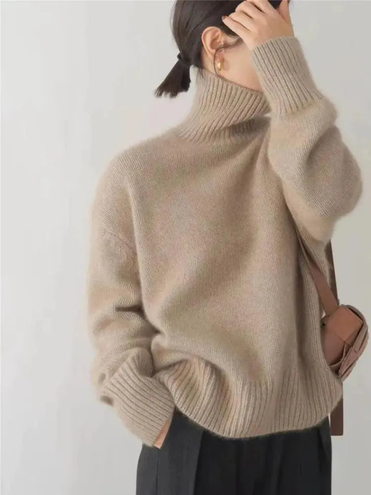Ribbed Turtleneck Sweater for Women Azzoria