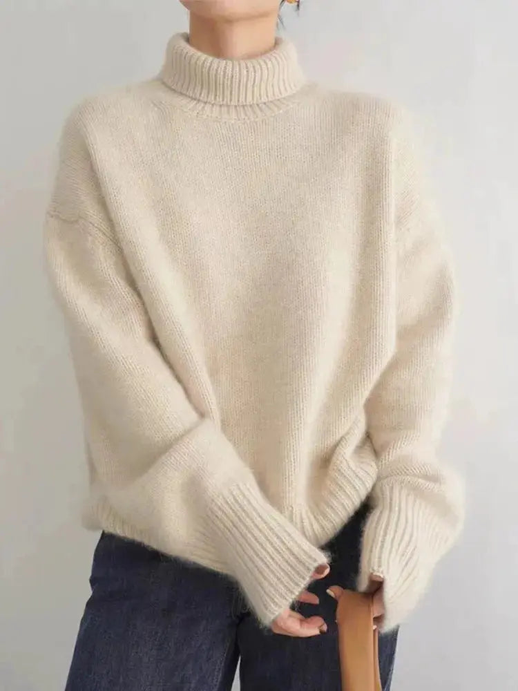 Ribbed Turtleneck Sweater for Women Azzoria