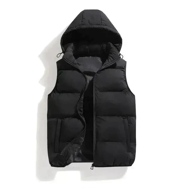 Sleeveless Winter Jacket - Bodywarmer with Detachable Hood for Men Azzoria