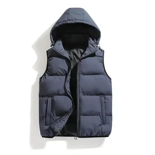 Sleeveless Winter Jacket - Bodywarmer with Detachable Hood for Men Azzoria