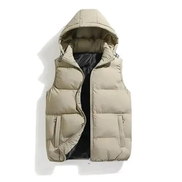 Sleeveless Winter Jacket - Bodywarmer with Detachable Hood for Men Azzoria