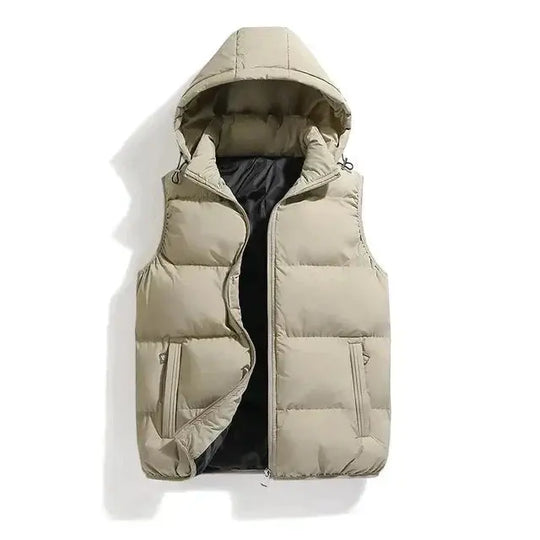 Sleeveless Winter Jacket - Bodywarmer with Detachable Hood for Men Azzoria