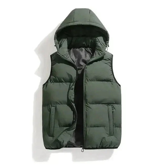 Sleeveless Winter Jacket - Bodywarmer with Detachable Hood for Men Azzoria