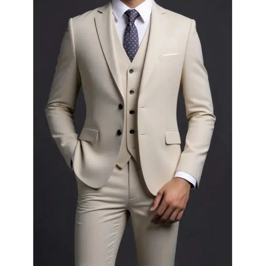 Solid Color Three-Piece Suit for Men Azzoria