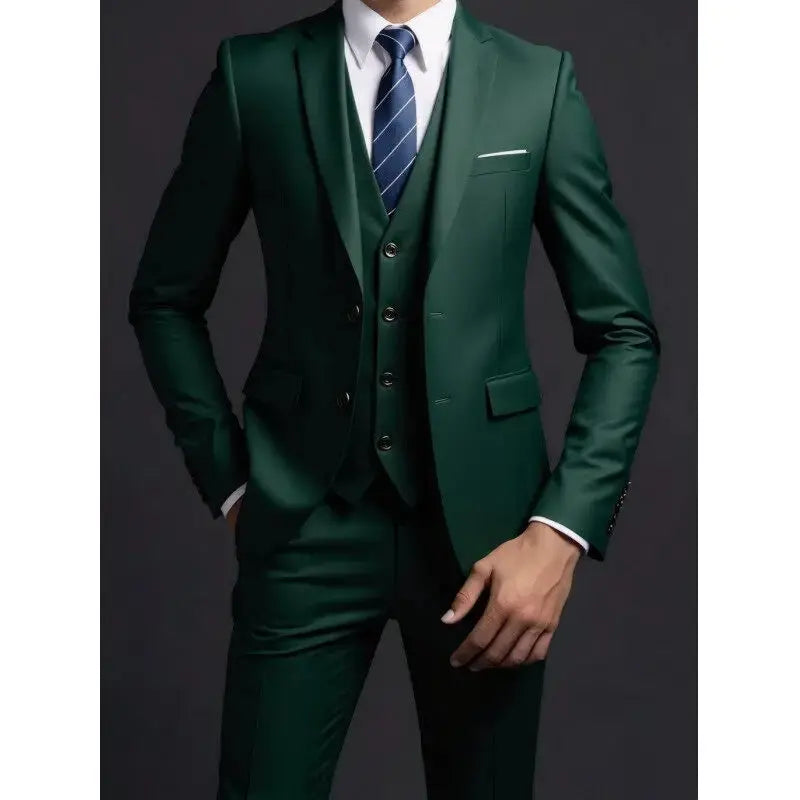Solid Color Three-Piece Suit for Men Azzoria