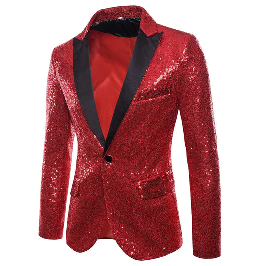 Sparkling Sequin Blazer Jacket for Men Azzoria