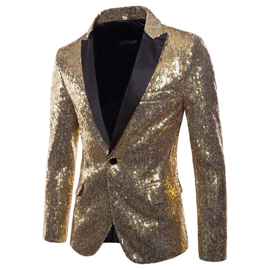 Sparkling Sequin Blazer Jacket for Men Azzoria