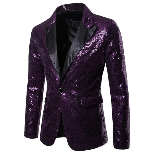 Sparkling Sequin Blazer Jacket for Men Azzoria