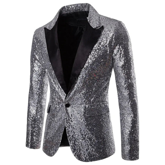 Sparkling Sequin Blazer Jacket for Men Azzoria
