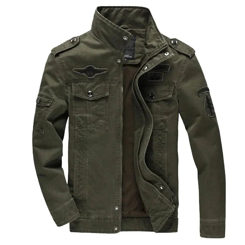 Stand Collar Military Jacket for Men Azzoria