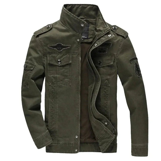Stand Collar Military Jacket for Men Azzoria