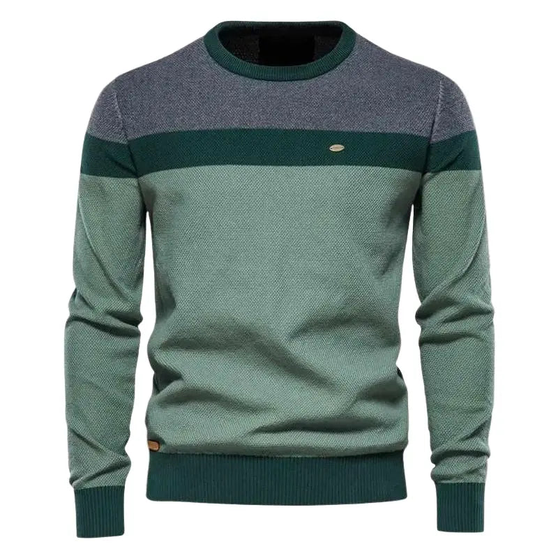 Striped Crew Neck Sweater for Men Azzoria