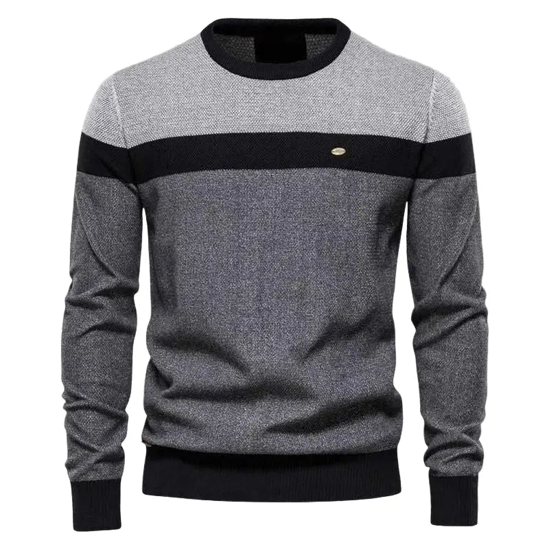 Striped Crew Neck Sweater for Men Azzoria
