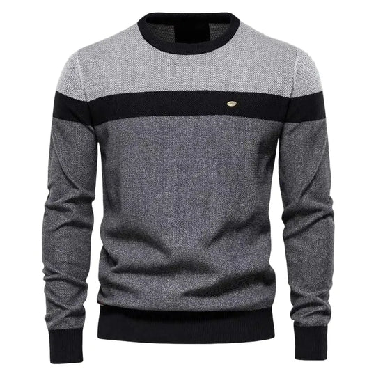 Striped Crew Neck Sweater for Men Azzoria