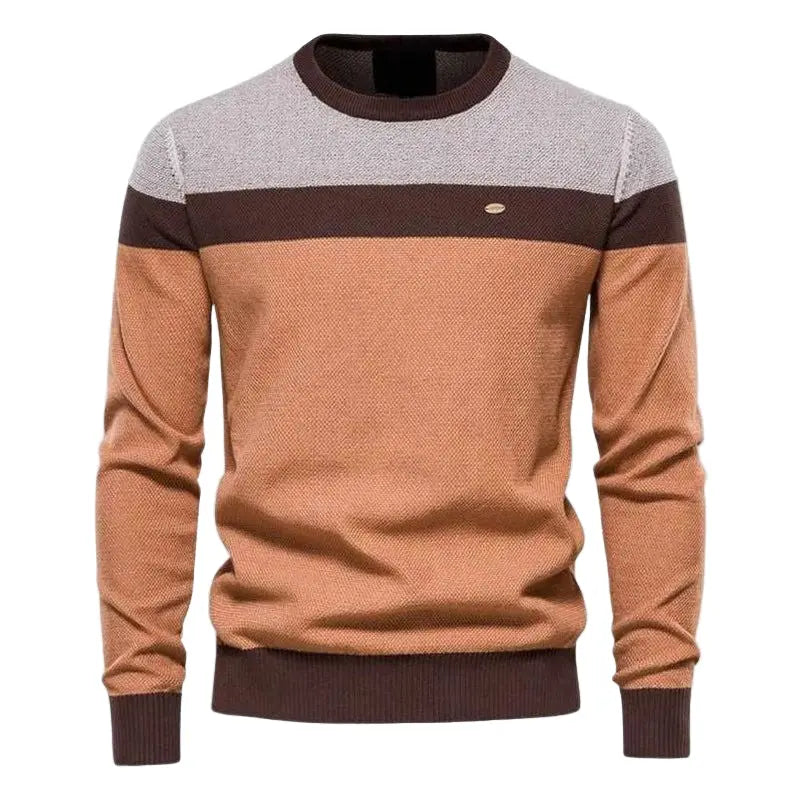 Striped Crew Neck Sweater for Men Azzoria
