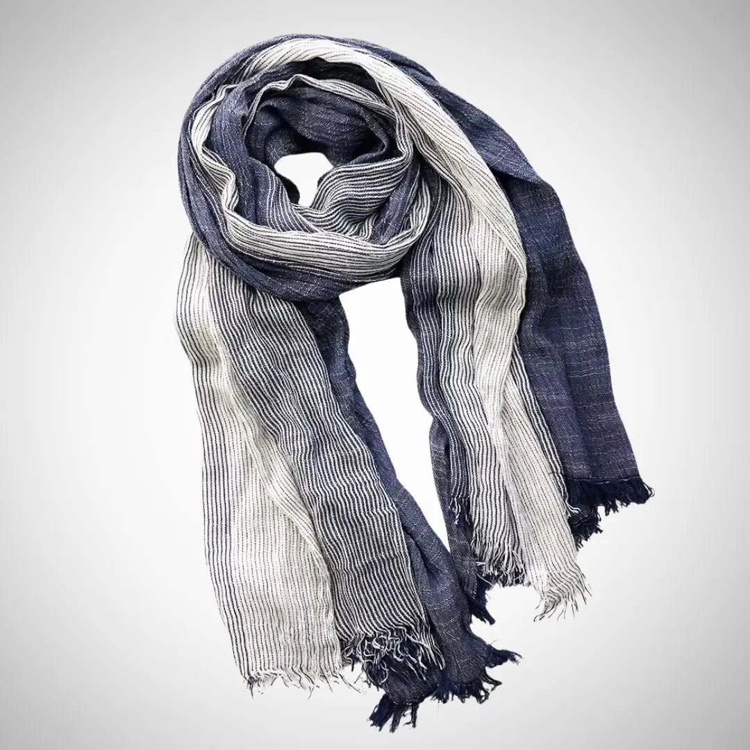 Striped Linen Blend Scarf for Women Azzoria