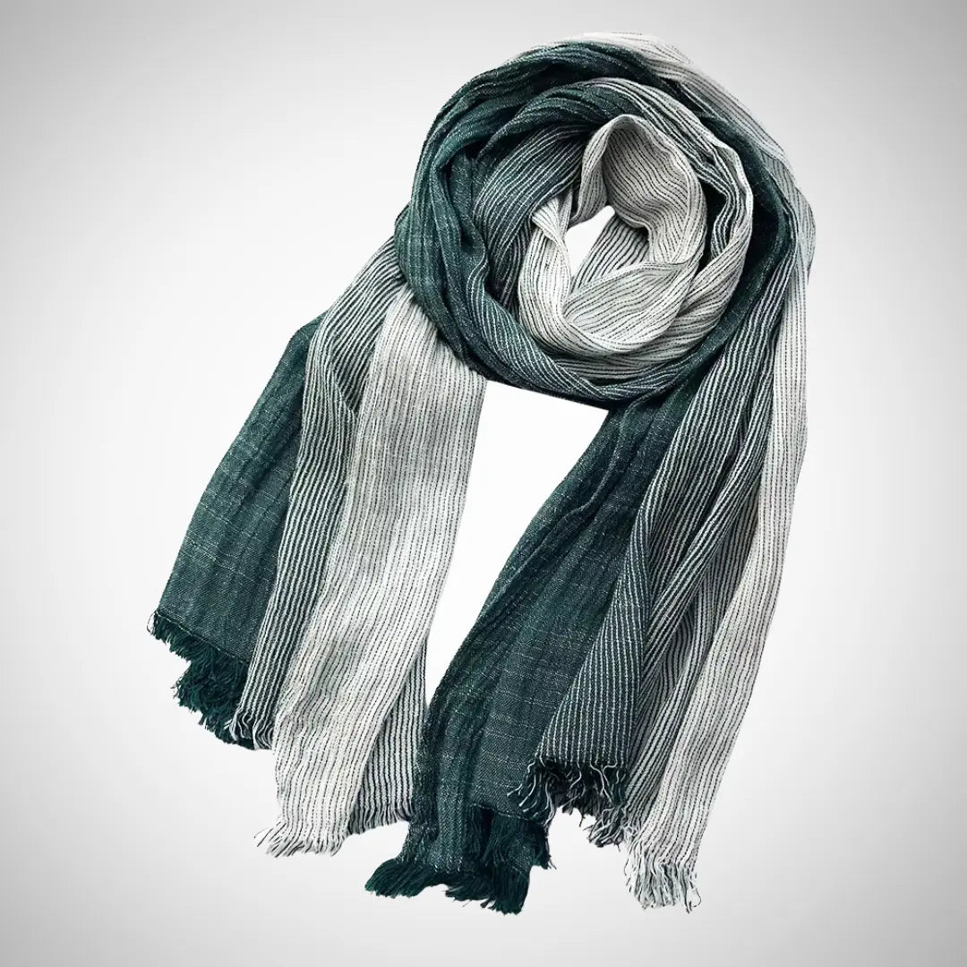 Striped Linen Blend Scarf for Women Azzoria