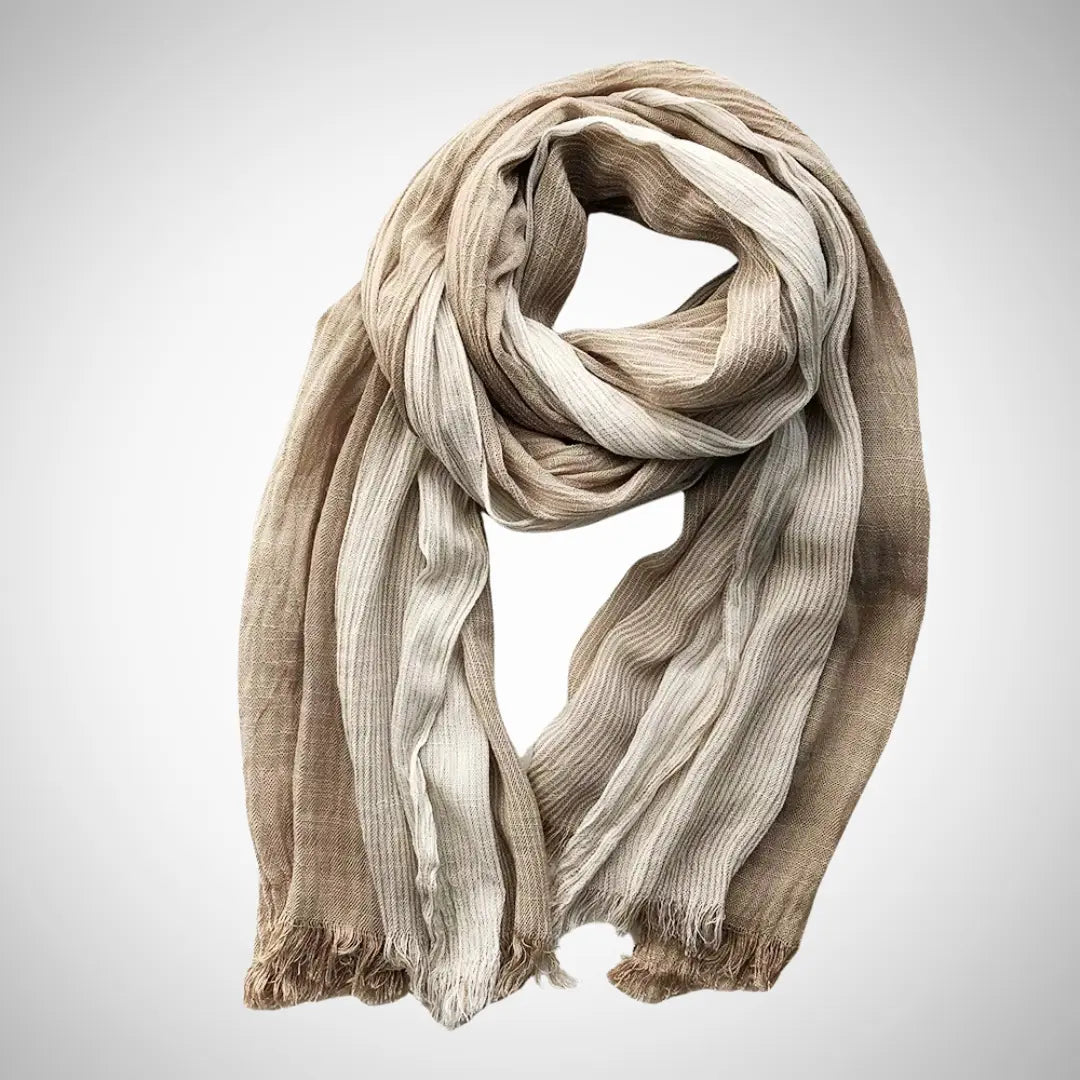 Striped Linen Blend Scarf for Women Azzoria