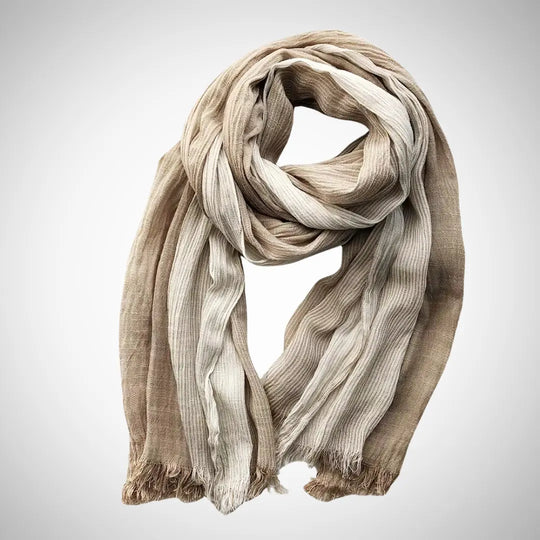 Striped Linen Blend Scarf for Women Azzoria