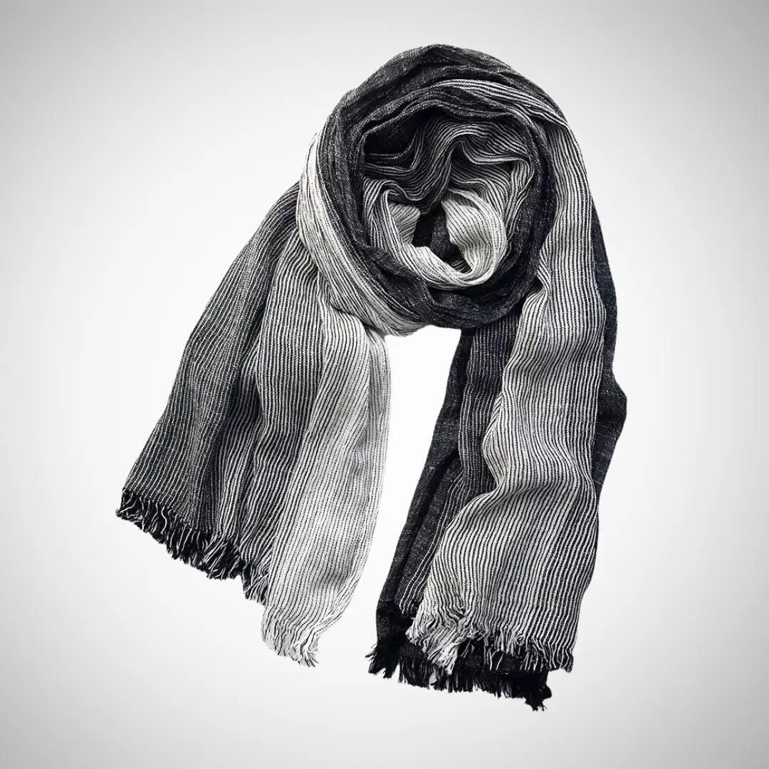 Striped Linen Blend Scarf for Women Azzoria