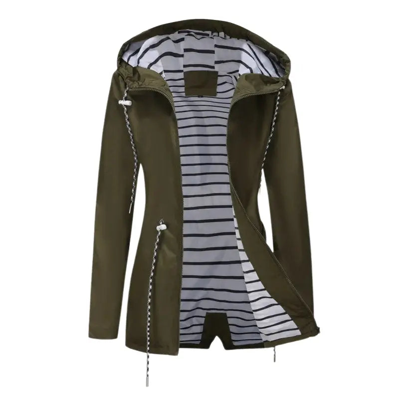 Striped Lining Hooded Jacket for Women Azzoria