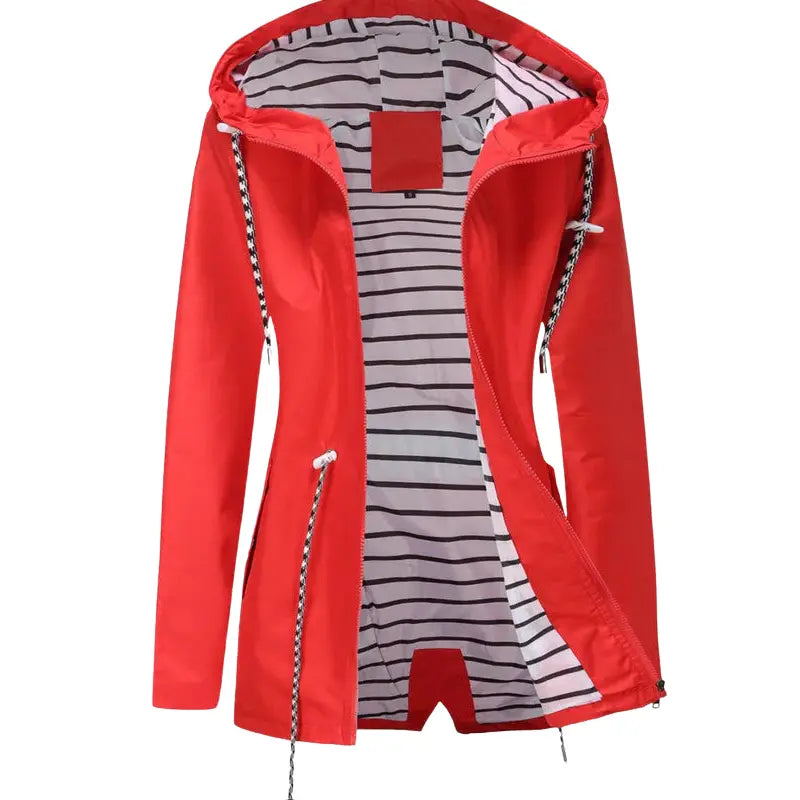 Striped Lining Hooded Jacket for Women Azzoria