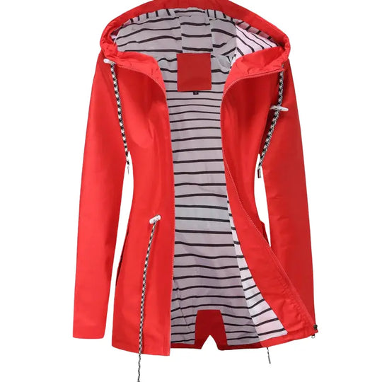 Striped Lining Hooded Jacket for Women Azzoria