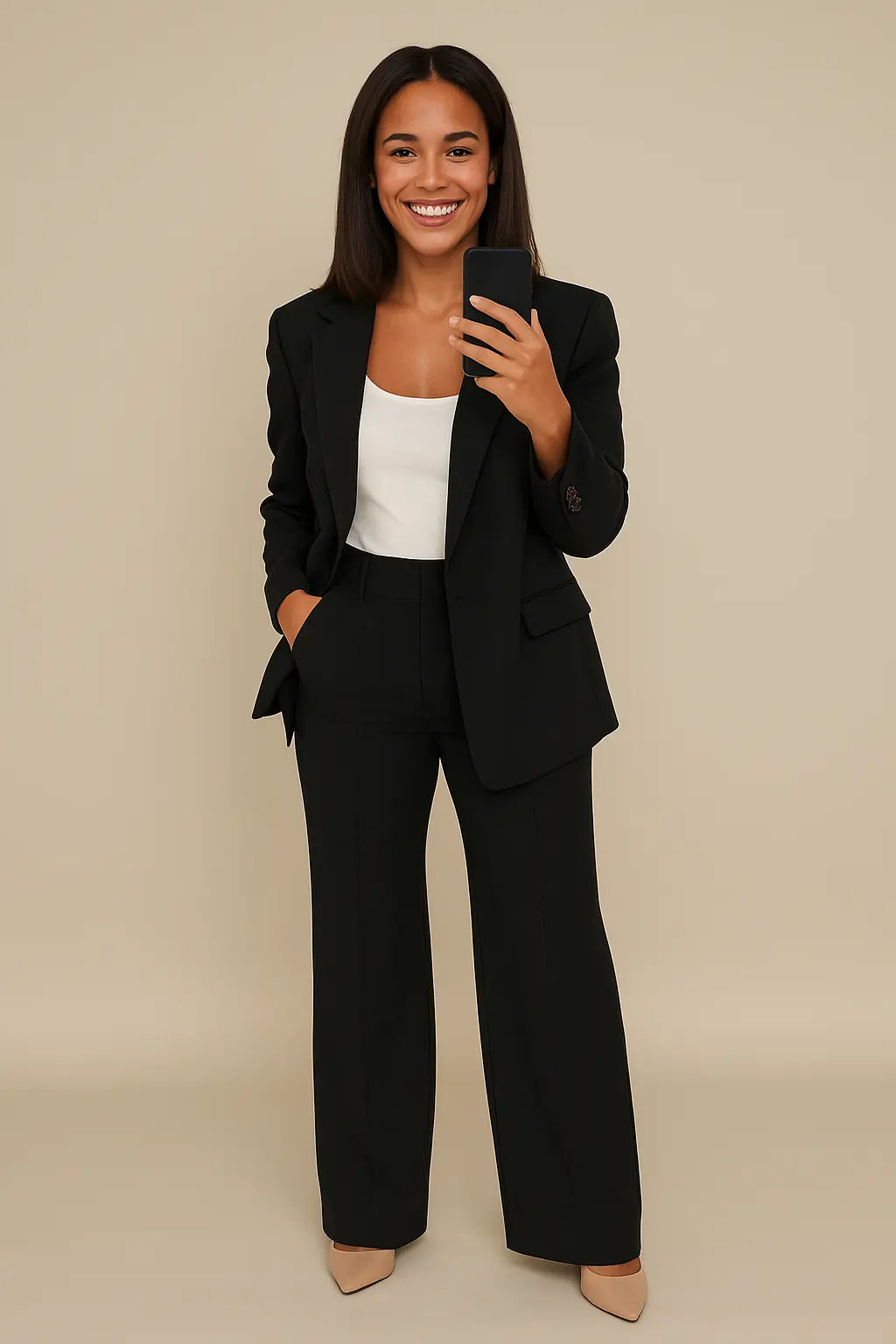 Blazer and Wide-Leg Trousers Set for Women Azzoria
