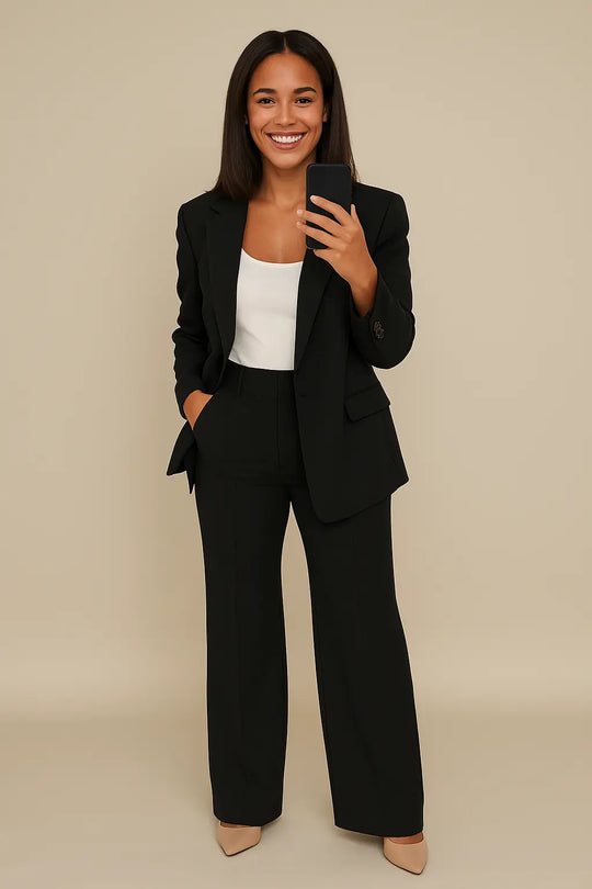 Blazer and Wide-Leg Trousers Set for Women Azzoria