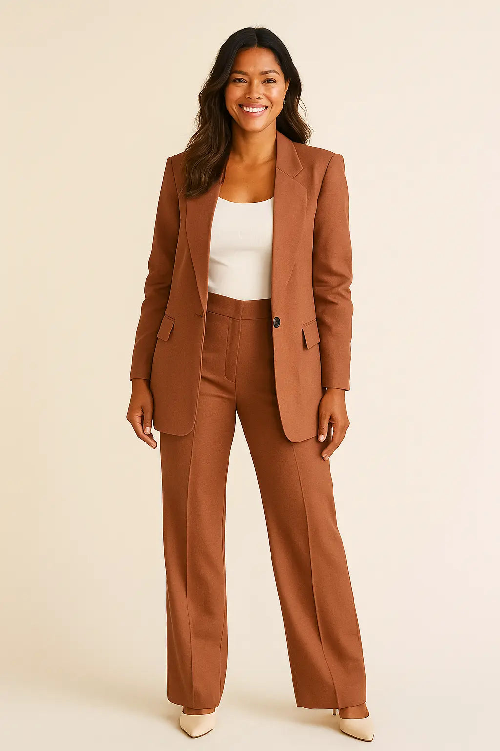 Blazer and Wide-Leg Trousers Set for Women Azzoria