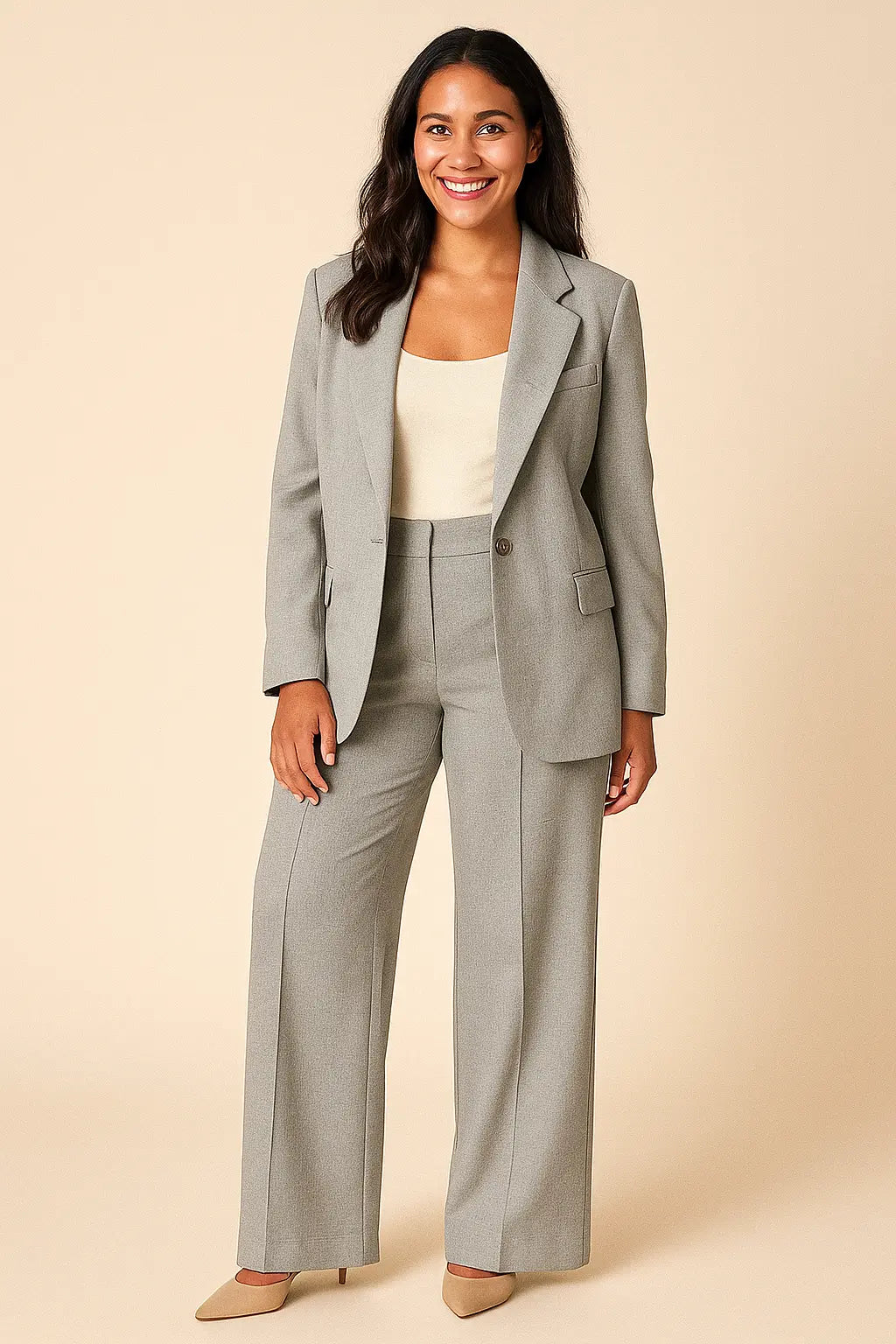 Blazer and Wide-Leg Trousers Set for Women Azzoria