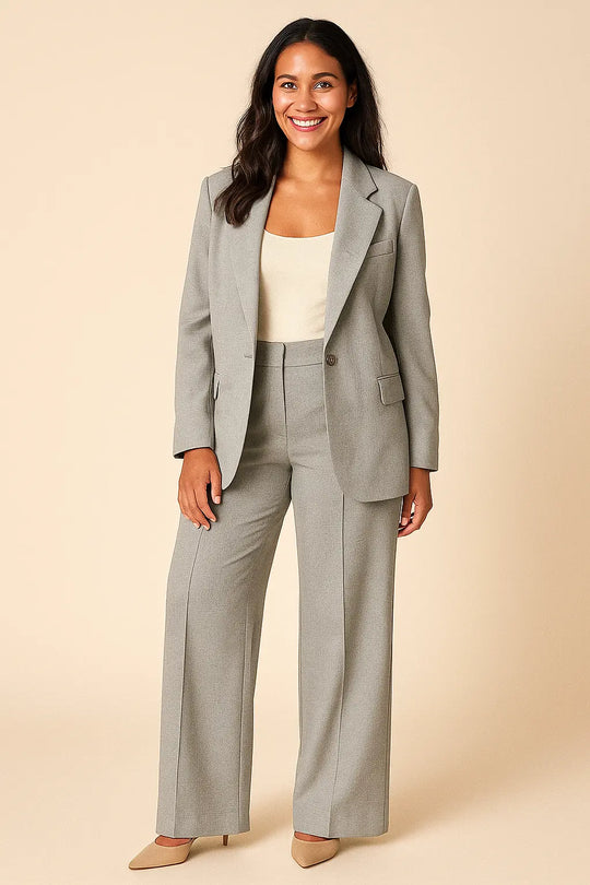 Blazer and Wide-Leg Trousers Set for Women Azzoria