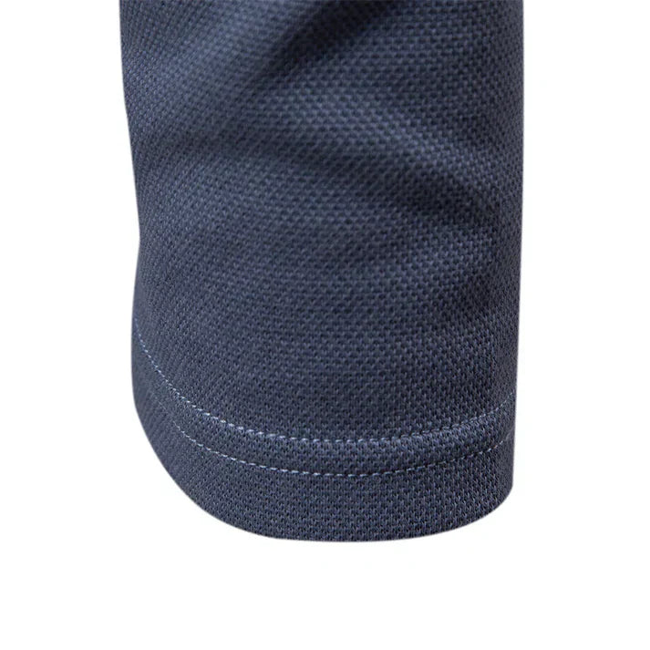 Structured Collar Long-Sleeved Polo Shirt for Men