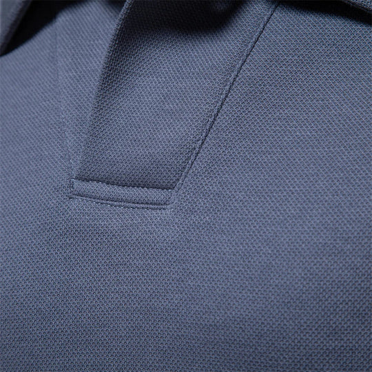 Structured Collar Long-Sleeved Polo Shirt for Men