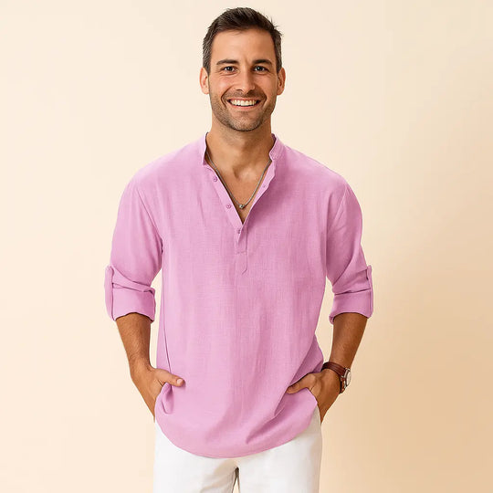 Textured Henley Shirt for Men Azzoria