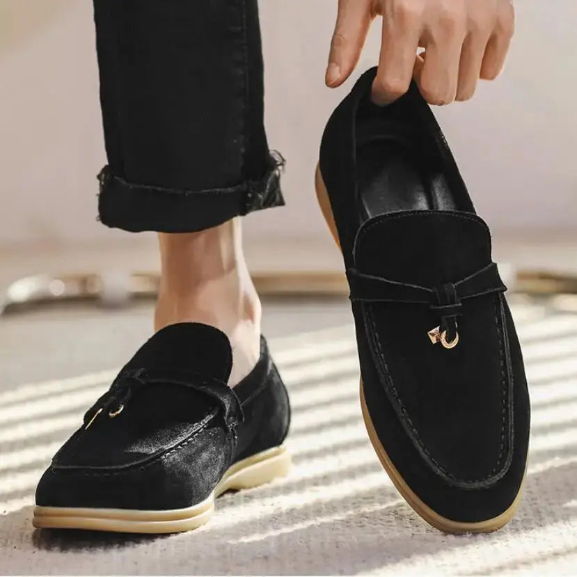 Textured Slip-On Loafers for Men Azzoria