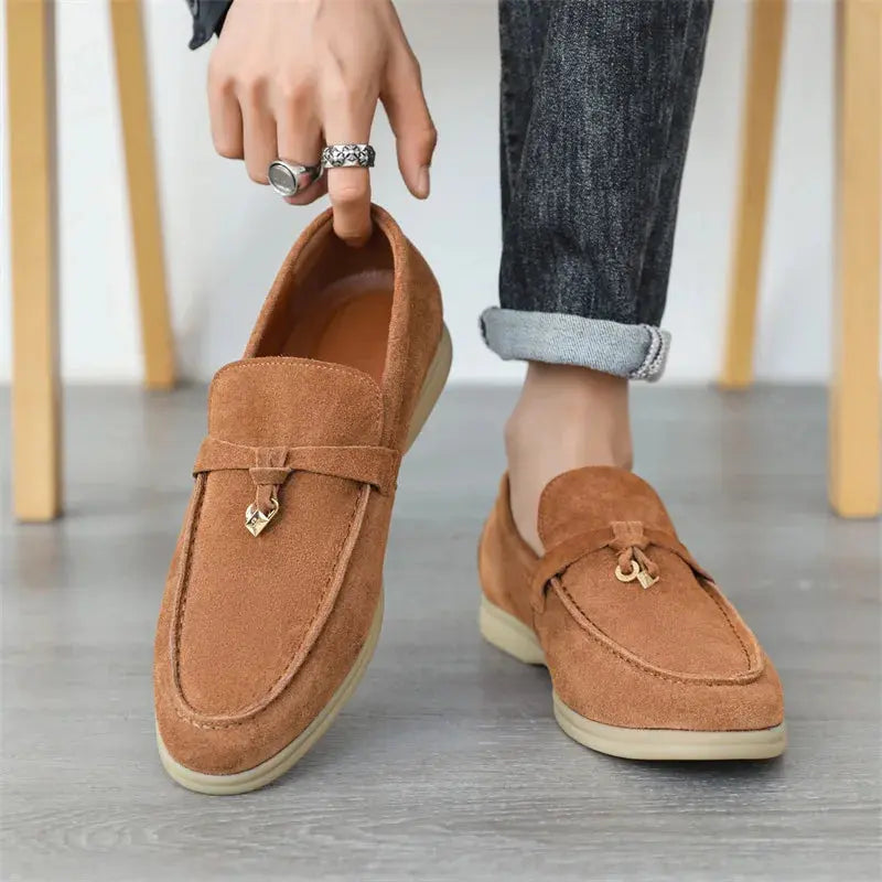 Textured Slip-On Loafers for Men Azzoria