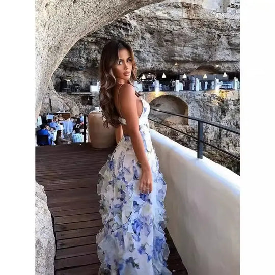 Tiered Floral Midi Dress for Women Azzoria