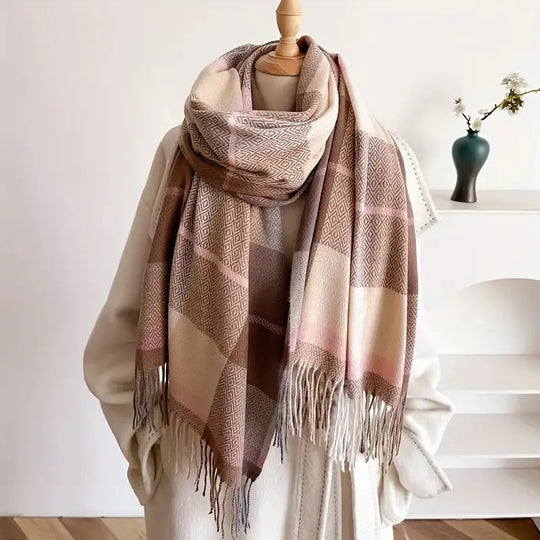 Vintage Plaid Woven Scarf for Women Azzoria
