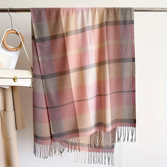 Vintage Plaid Woven Scarf for Women Azzoria