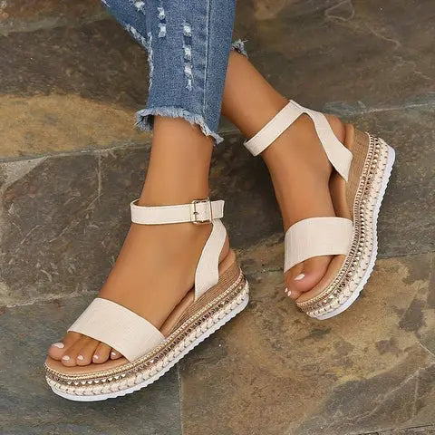 Platform Sandals Women with Textured Upper Azzoria