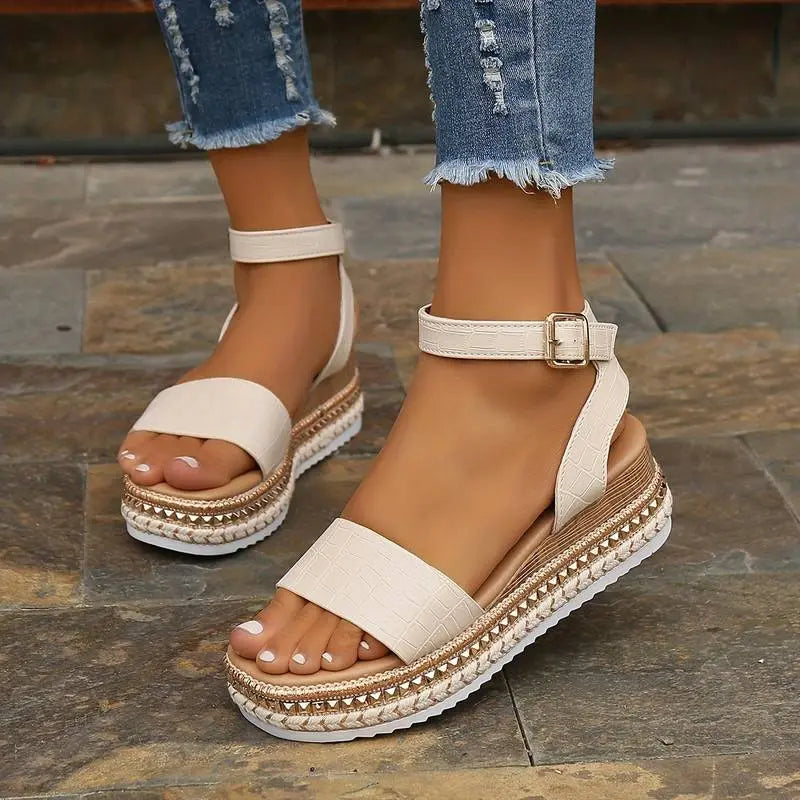 Platform Sandals Women with Textured Upper Azzoria