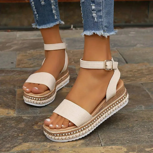 Platform Sandals Women with Textured Upper Azzoria