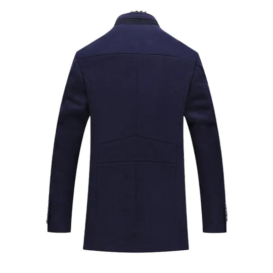 Wool Blend Quilted Coat with Collar for Men Azzoria