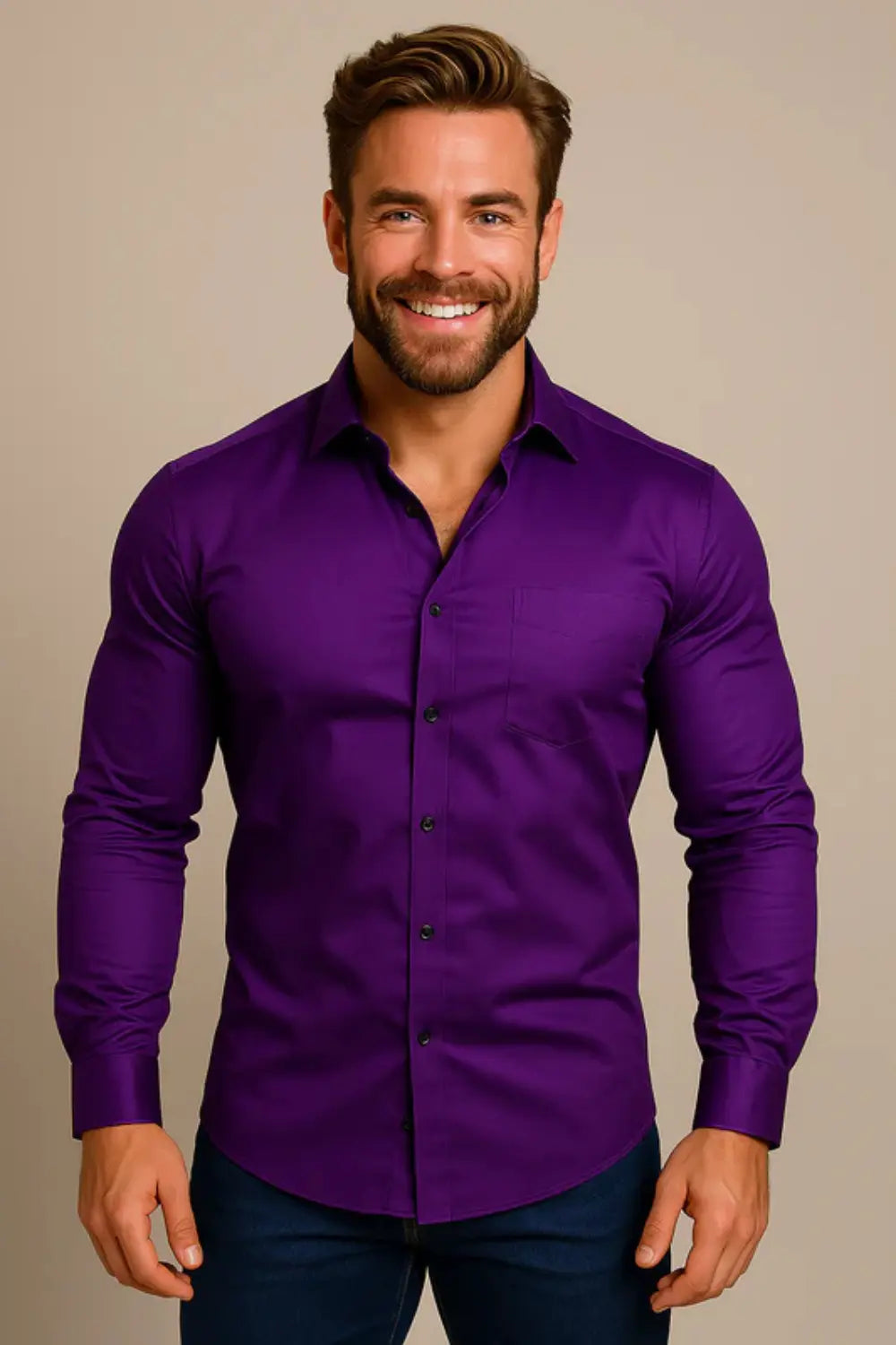 Wrinkle-Resistant Long-Sleeve Shirt for Men Azzoria