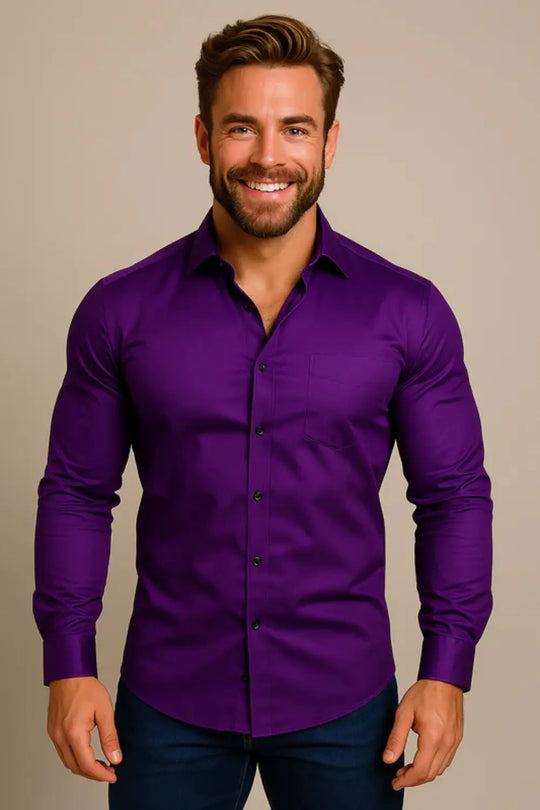 Wrinkle-Resistant Long-Sleeve Shirt for Men Azzoria