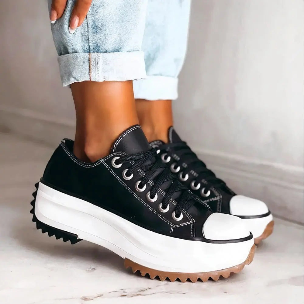 Contrast Toe Platform Sneakers for Women Azzoria